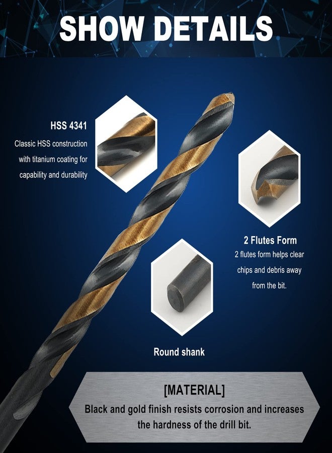 COMOWARE 60pcs Number Drill Bit Set, Wire Gauge #1 to #60, HSS M2 Drill Bit, 135° Split Point, Black and Gold Coated, Drill Bit Set for Metal/Plastic/Wood, with Index Case - Image 4